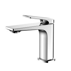 Смеситель для раковины/умывальника Knotlor Vigor, однорычажный, неповоротный, керамический, длина излива 126 мм, латунь, цвет хром