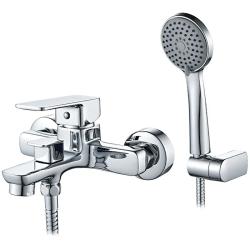 Смеситель для ванны/душа LEDEME настенный, однорычажный, неповоротный, латунный, длина излива 149 мм, латунь, цвет хром