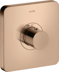 Смеситель для душа Axor ShowerSelect HighFlow softsquare, термостатический, скрытого монтажа, 1 потребитель, настенный, без излива/шланга/лейки, квадратный, латунный, цвет полированное красное золото, с термостатом