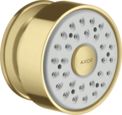 Форсунка душевая Axor 1jet боковая, настенного монтажа, круглая, с 1 режимом, размер 6,5 см, металлическая, цвет шлифованное золото, в стену, для душа/ванной/душевой кабины