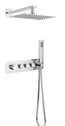 Душевая система Excellent Keria, встраиваемая, цвет хром, комплект: однорычажный смеситель/тропический душ (с верхней лейкой)/лейка/шланг, латунь, скрытого монтажа