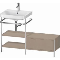 Консоль с раковиной Duravit Happy D.2 Plus c-bonded, 120х49х85 см, напольная, металл/ДСП 2 выдвижных ящика, левая, цвет: лен /умывальник, цвет белый, керамика, 1 отверстие под смеситель