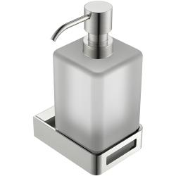 Дозатор жидкого мыла Boheme Q, настенный, латунь/стекло, форма квадратная, для мыла в ванную/туалет/душевую кабину, цвет никель