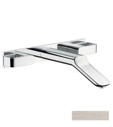 Смеситель для раковины Axor Urquiola, на 3 отверстия, двухвентильный, настенный/встраиваемый, скрытого монтажа, фиксированный излив, длина излива 22,8 см, керамический, латунь, цвет под сталь, незапираемый сливной набор