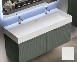 Тумба Cezares Premium Plisse, 120х45х27 см, подвесная, 2 выдвижных ящика, цвет белый матовый, шкафчик навесной, механизм доводчика, прямоугольная