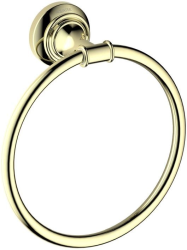Полотенцедержатель-кольцо Aquatek Классик одинарный, настенный, латунь, для полотенец, в ванную, цвет полированное золото
