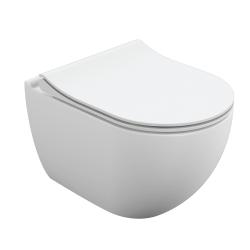 Унитаз подвесной Cersanit BRASKO SMART Clean On DPL EO slim LP белый, горизонтальный (в стену) выпуск, с крышкой (сиденье) с микролифтом, дюропласт ультратонкое