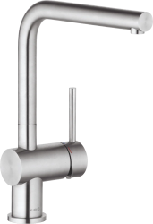 Смеситель для кухни/мойки KLUDI L STEEL, однорычажный, поворотный, нержавеющая сталь, длина излива 220 мм, латунь, цвет нержавеющая сталь