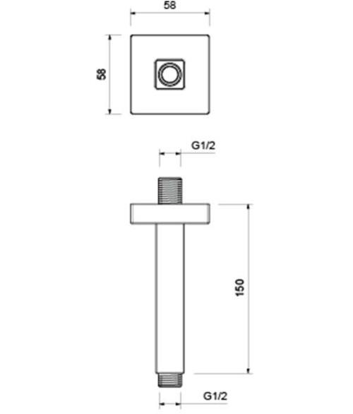 Держатель верхнего душа Aquatek AQ2172CR 150 мм цвет хром, потолочный, квадратный, для ванной, нержавеющая сталь