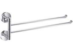 Полотенцедержатель Aquatek Бетта двойной, 413 мм настенный, поворотный, латунь/нержавеющая сталь, для полотенец в ванную/туалет/душевую кабину, цвет хром