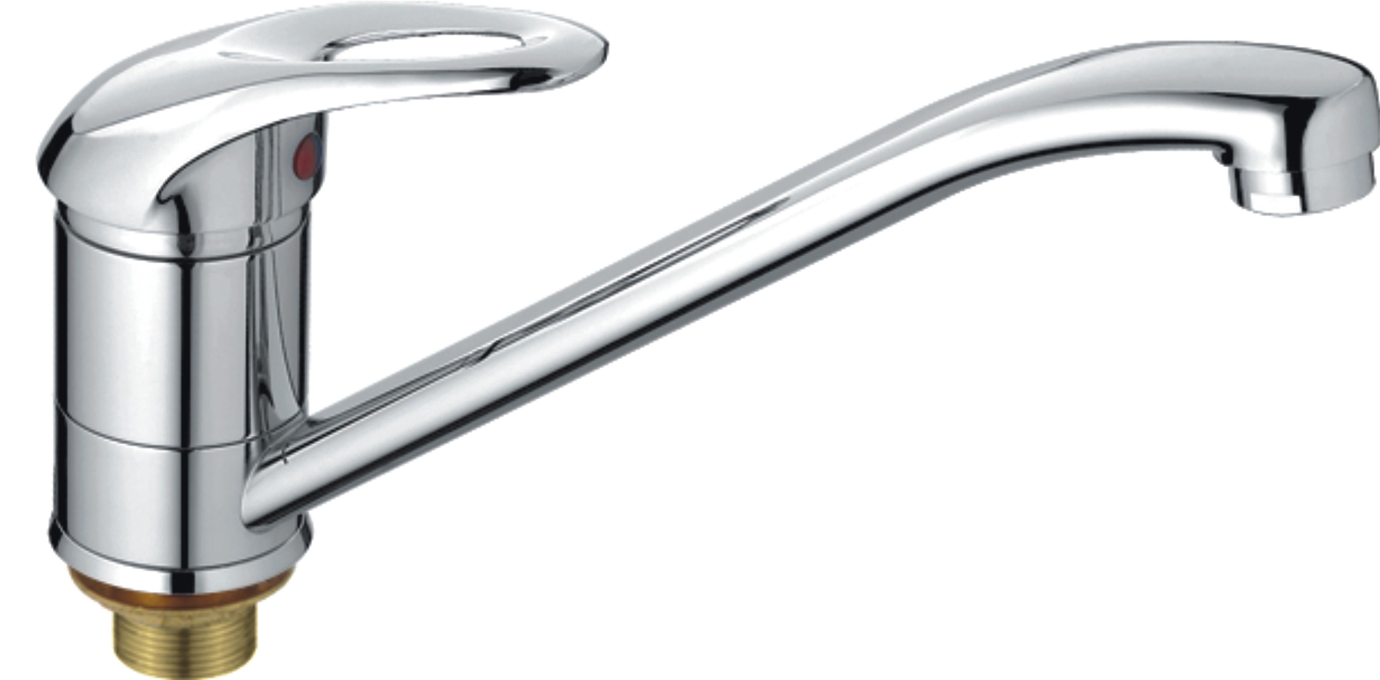 Смеситель для кухни/мойки HAIBA однозахватный, поворотный, латунный, с длинным изливом, длина 221 мм, латунь, цвет хром