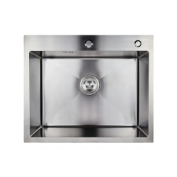 Мойка кухонная Siriusline, 60х50 см, врезная, нержавеющая сталь, прямоугольная, цвет: сатин, с отверстием под смеситель, слив-перелив, без крыла