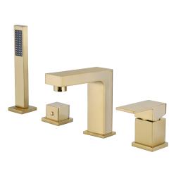 Смеситель для ванны/душа ABBER Daheim на борт ванны, однорычажный, неповоротный, длина излива 125 мм, латунь, цвет золотой матовый