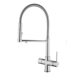 Смеситель для кухни/мойки AQUEDUC с каналом для фильтрованной воды, однорычажный, поворотный/гибкий, керамический, излив 227 мм, высота излива 230 мм латунь, цвет хром 345392