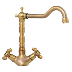 Смеситель для кухни/мойки TopZero, цвет бронза, двухрычажный, с высоким/низким изливом, высота излива 185 см, из латуни