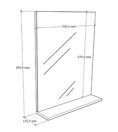 Зеркало GRADEONIKA Леда 550, 55х13,5х69,5 см, с полкой, цвет дуб вотан, прямоугольное, для ванны, навесное/подвесное/настенное 48244