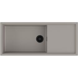 Мойка кухонная Omoikiri Sintesi 116-GR, 50х116 см, врезная, из керамики (Artceramic), прямоугольная, цвет ленинградский серый, без отверстия под смеситель, с крылом, оборачиваемая, слив-перелив, врезная в столещницу, для кухни