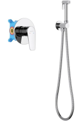 Смеситель с гигиеническим душем Aquatek Бетта встраиваемый, однорычажный, керамический, без излива, с гибким шлангом/лейкой, латунь, цвет хром