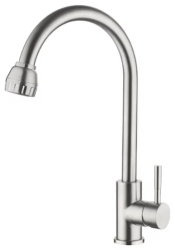 Смеситель для кухни/мойки LEDEME, однорычажный, поворотный, керамический, длина излива 210 мм, нержавеющая сталь, цвет сталь