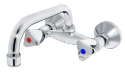 Смеситель для кухни/мойки Варион В.П. Лазер, настенный, двухвентильный, поворотный, кран-буксы, длина излива 180 мм, латунь, цвет хром