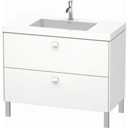 Тумба c раковиной Duravit Brioso, 100х48х70,1 см, напольная, 2 выдвижных ящика, ДСП, цвет: белый матовый /Vero Air, мебельная, прямоугольная, цвет белый, фарфоровая, с площадкой под смеситель, без перелива