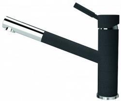 Смеситель для кухни/мойки Flortek Фита FK, однорычажный, керамический картридж, с поворотным изливом, низкий, длина излива 231 мм, латунь, цвет черный