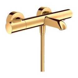 Смеситель для ванны Axor Citterio M, термостатический, внешнего/наружнего монтажа, настенный, неповоротный, латунный, длина излива 18 см, цвет полированное золото, без душевого шланга/лейки