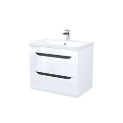 Тумба c раковиной IDDIS Ray, 710х465х610 мм, подвесная, 2 выдвижных ящика, МДФ/санфарфор, раковина накладная, прямоугольная, цвет белый глянцевый, отверстие под смеситель RAY70W0i95K