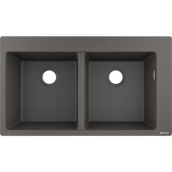 Мойка кухонная Hansgrohe 370/370, S51, S510-F770, две чаши, 88х51х20,5 см, врезная/встраиваемая сверху, искусственный гранит, прямоугольная, цвет серый камень, без отверстия под смеситель, слив-перелив