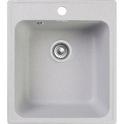Мойка GranFest QUARZ 17, 41,8х47,7 см, врезная, кварц, прямоугольная, цвет серый, с отверстием под смеситель, слив-перелив, без крыла, для кухни