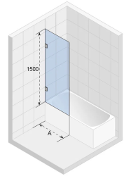 Душевая шторка на ванну Riho VZ Scandic NXT X409, 60х150 см, прозрачное стекло/профиль черный, фиксированная, плоская/панель, левая/правая, левосторонняя/правосторонняя, (душевая шторка для ванны)