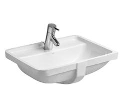 Раковина DURAVIT Starck 3 WonderGliss, 49х36,5 см, встраиваемая снизу, прямоугольная, санфарфор, цвет белый, с 1 отверстием под смеситель, антигрязевое покрытие, слив/перелив