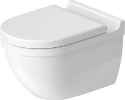 Унитаз Starck 3 HygeneGlanze 54х36 см, подвесной, цвет белый, санфарфор, овальный, горизонтальный (прямой) выпуск, под скрытый бачок, ободковый, антивсплеск, без сиденья, антибактериальное покрытие, для туалета/ванной комнаты