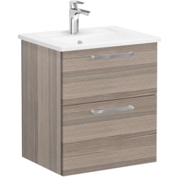 Тумба с раковиной Vitra Root 60, 565х670х450 мм, подвесная, 2 выдвижных ящика, МДФ, система плавного закрывания, прямоугольная, цвет: кордоба/умывальник, прямоугольный, цвет белый