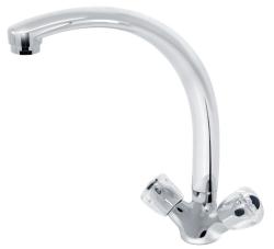 Смеситель для кухни/мойки Варион ХРОМ излив MAXI, двухвентильный, поворотный, кран-буксы, длина излива 210 мм, латунь, цвет хром