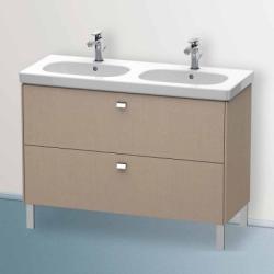 Тумба под раковину Duravit Brioso, 117х46,9х69,3 см, напольная, цвет: лен/хром, 2 выдвижных ящика, ДСП, прямоугольная, левая/правая, для раковины D-Code, в ванную комнату