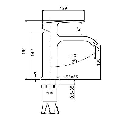 Смеситель для раковины/умывальника Raglo R02.10.03 однорычажный, неповоротный, фиксированный, излив длина 140 мм высота 105 мм латунь, цвет сатин золотой