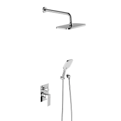 Душевая система Damixa Gala встраиваемая, цвет хром, комплект: смеситель/тропический душ прямоугольный (с верхней лейкой)/лейка/шланг, латунь/ABS-пластик/ПВХ, скрытого монтажа 