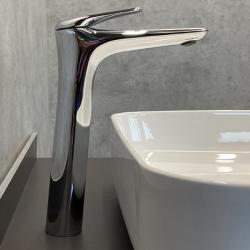 Смеситель для раковины/умывальника Comforty, однорычажный, неповоротный, керамический, высокий, длина излива 160 мм, латунь, цвет хром