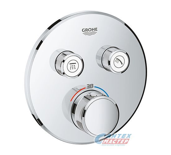 Смеситель для душа Grohe Grohtherm SmartControl термостатический, скрытого монтажа, на 2 выхода, керамический, настенный, без излива/шланга/лейки, латунь хром