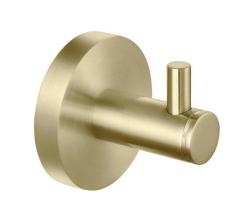 Крючок одинарный Aquatek Европа настенный, нержавеющая сталь/латунь, форма округлая, для полотенец/халатов в ванную/туалет/душевую кабину, цвет шлифованное золото