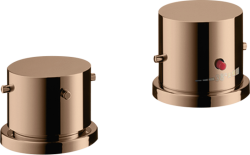 Смеситель для ванны Axor Starck термостатический, с рукоятками zero, монтаж на борт ванны, скрытый, без излива, без шланга/лейки, латунь, цвет полированное красное золото, на 2 отверстия, для 2-х потребителей