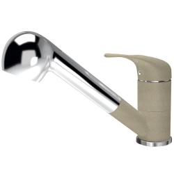 Смеситель для кухни Florentina Сигма, однорычажный, выдвижной, керамический, с режимом душа, высота излива 12,5 см, латунь, цвет бежевый
