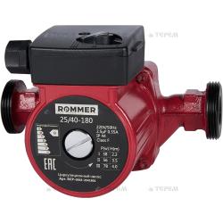 Насос циркуляционный ROMMER 25/40-180, L180 мм, 3,63 м³/ч, напор 4 м, 72Вт, 220 В, с гайками, повышающий давление, для систем отопления частных домов, квартир