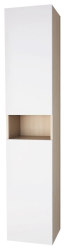 Пенал Dreja Perfecto 35 см, 35х172х35 см, подвесной, цвет белый глянец, 2 распашные дверцы, со стеклянными полками, шкаф/шкафчик подвесной, прямоугольный