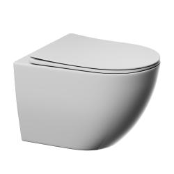 Унитаз подвесной ABBER Ultra 515х360х360 мм цвет белый, горизонтальный (прямой) выпуск, смыв каскадный, с ультратонким ободком, система антивсплеск, с сиденьем микролифт, дюропласт AC1301