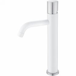 Смеситель для раковины/умывальника Boheme Stick, однорычажный, неповоротный, керамический, высокий, длина излива 135 мм, латунь, цвет белый/хром