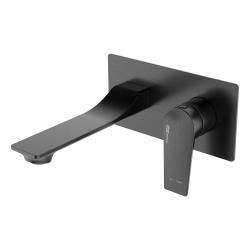 Смеситель для раковины/умывальника WasserKRAFT Wiese, встраиваемый, однорычажный, неповоротный, керамический, длина излива 183 мм, латунь, цвет оружейная сталь