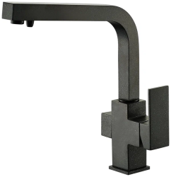 Смеситель для кухни/мойки ZorG ZR 311, под фильтр, однорычажный, поворотный, керамический картридж, длина излива 230 мм, латунь, цвет черный металл