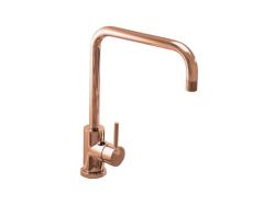 Смеситель для кухни ALVEUS OZ MONARCH COPPER new однорычажный, поворотный, керамический, с высоким Г-образным изливом, высота излива 24,6 см, латунь, цвет медь
